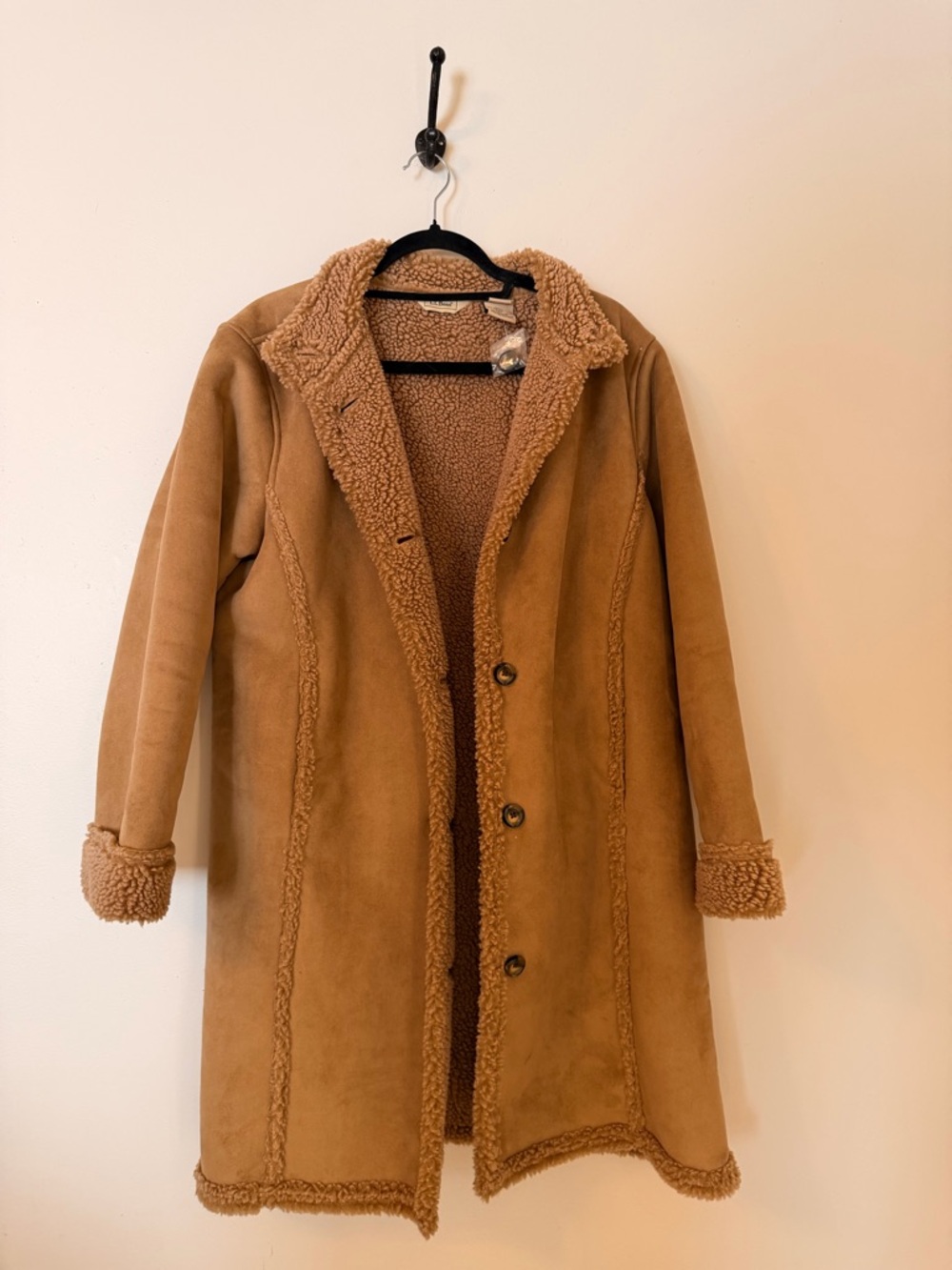 L.L. Bean Tan Faux Shearling Long Coat